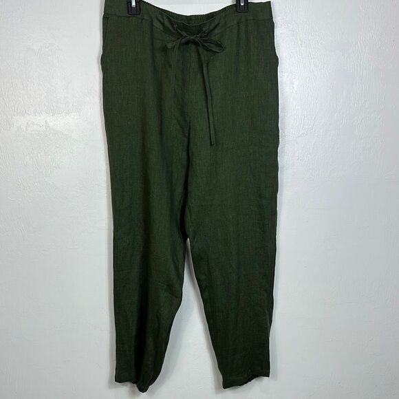 IXIMO Tapered Pants Linen Drawstring Back Elastic Waist Pants Size XL - Picture 2 of 11